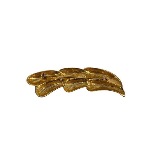 Vintage Unsigned Monet Gold Tone Leaf Brooch Pin - Picture 2 of 3